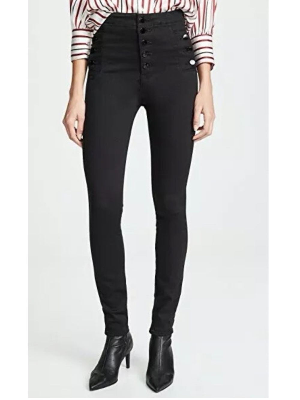 J Brand Natasha Button Sky High Skinny Jeans in Seriously Black Size 27